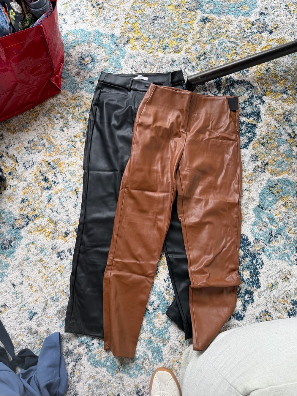 LOFT Faux Leather Skinny Pants in Black and Brown